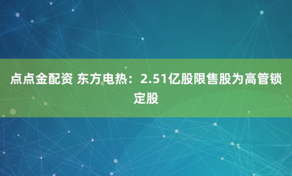 点点金配资 东方电热：2.51亿股限售股为高管锁定股